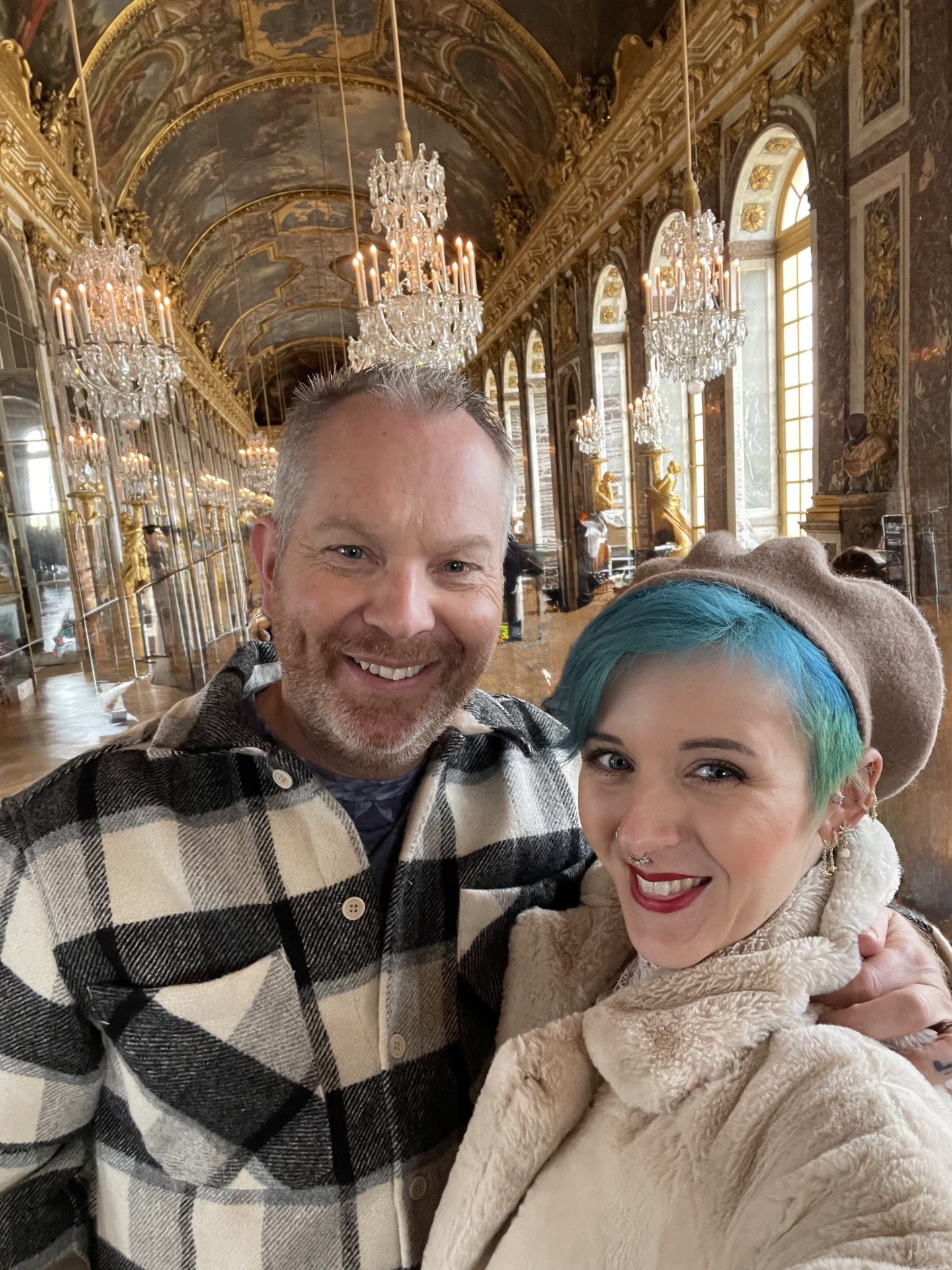 Stuart and Sarah in the Hall of Mirrors at the Palace of Versailles.