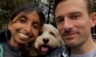 Mithi Ahmed-Richards with her dog Morley and husband Nick Richards.