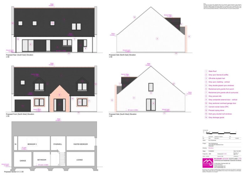 Plans for new home at Longhaven, near Peterhead. 