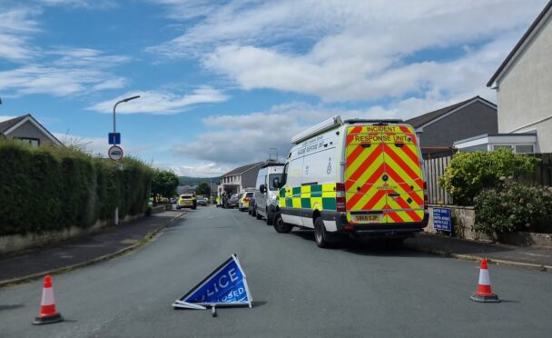 Emergency services on Martin Drive in Stonehaven