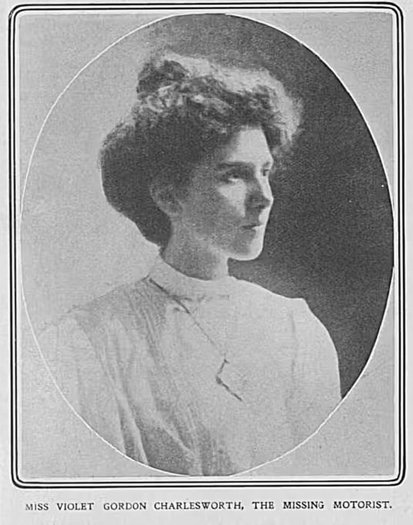 A missing person's poster, featuring Violet Charlesworth.
