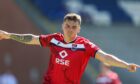 Ross County striker Ronan Hale celebrates after scoring against Stranraer in the Premier Sports Cup on July 15, 2025 at Stair Park, Stranraer.