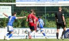 Stranraer's Tommy Sharp scores to make it 1-1 against Ross County. Image: SNS.
