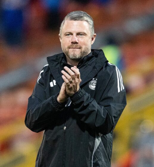 Aberdeen boss Jimmy Thelin is looking to add to his striking options. Image: SNS