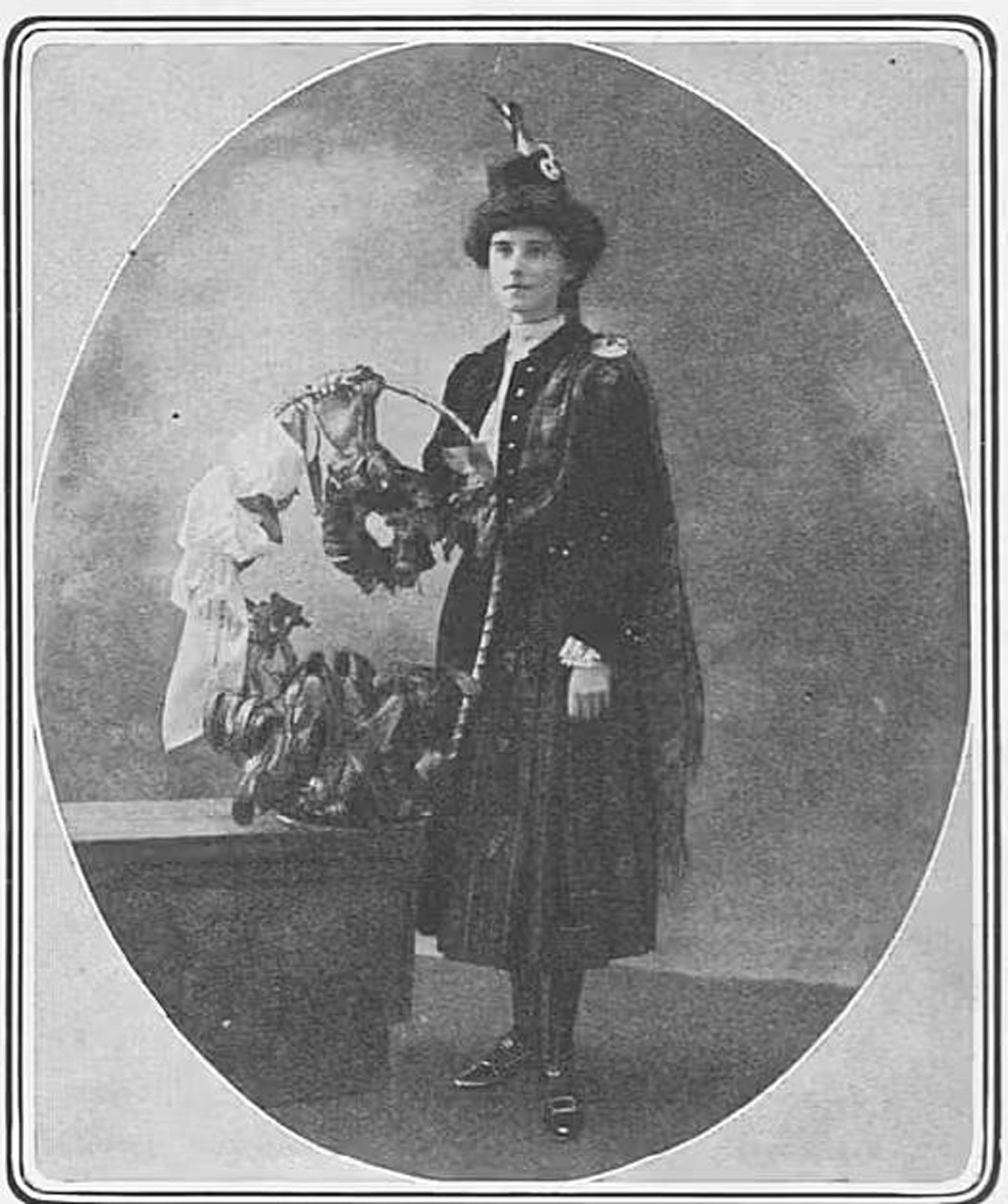 Violet Charlesworth decked out in Highland dress.