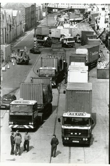  Aberdeen dockers unloading a massive container ship after it was diverted from strike-bound Grangemouth