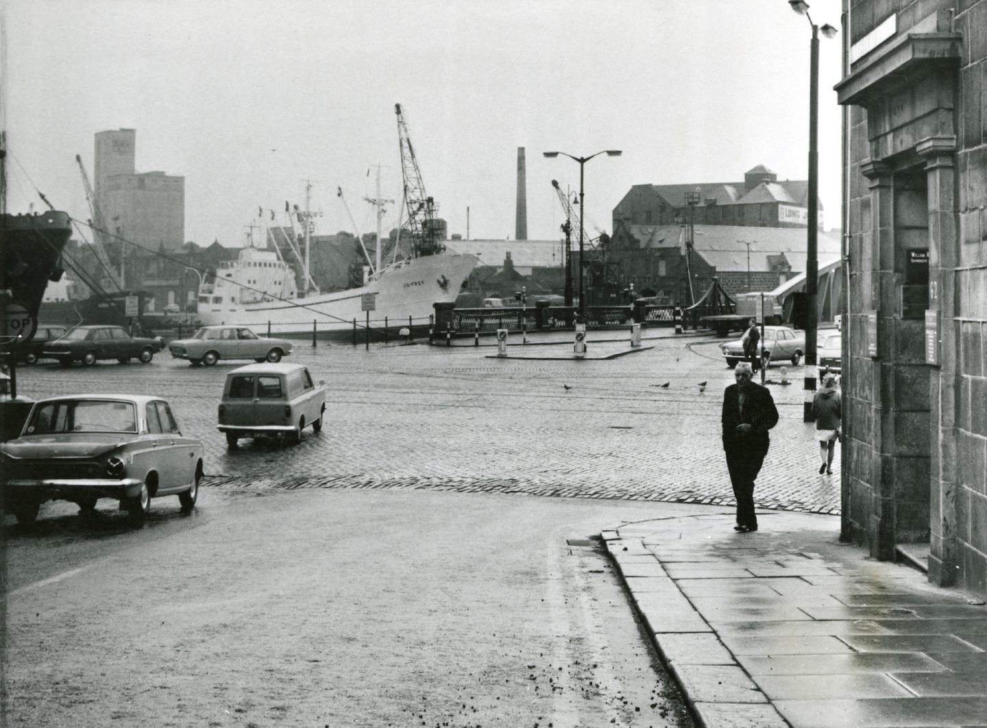 In the heart of the seaborne commerce area - the entrance to John Cook, right