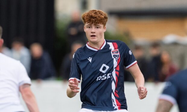 Ross County midfielder Copeland Thain in action in a pre-season friendly against Clachnacuddin at Grant Street Park, Inverness, on July 8, 2025.