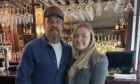 Ailie Flett, manager of The Seafield Arms Hotel in Cullen, pictured with Matt Damon. Image: Charles Milne.