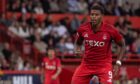 Aberdeen striker Kusini Yengi in action against Ipswich Town. Image: Darrell Benns/DC Thomson