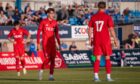 Aberdeen's Lewis Carrol during Rory McAllister's Peterhead testimonial at Balmoor. Image: Darrell Benns/DC Thomson.