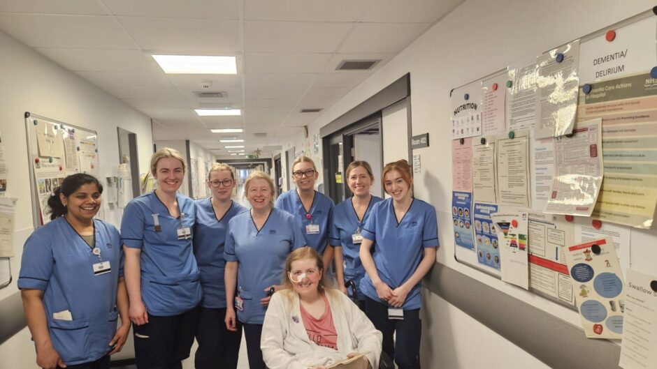 The nursing staff with her