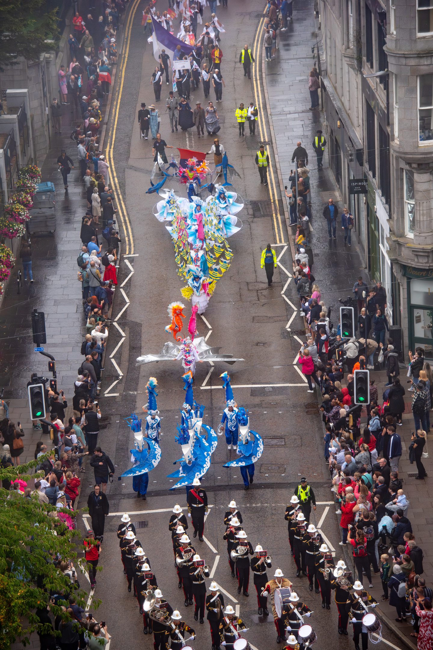 Tall Ships 2025 crew parade on Schoolhill