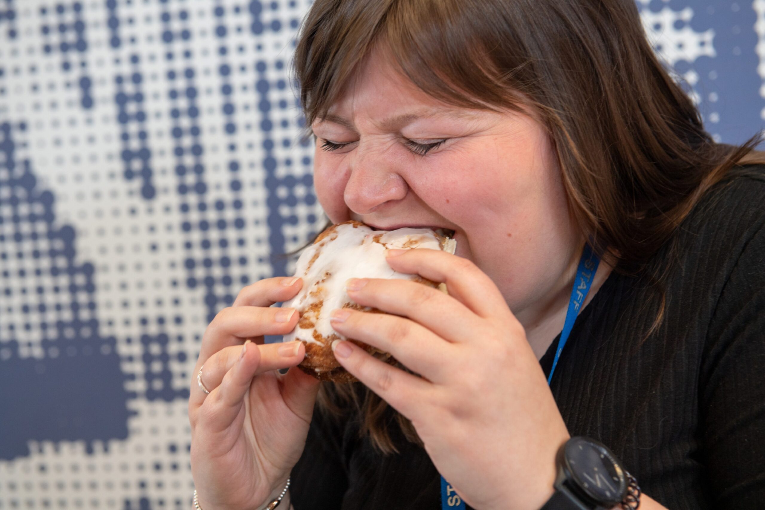 P&J feature writer Lauren taking a bite