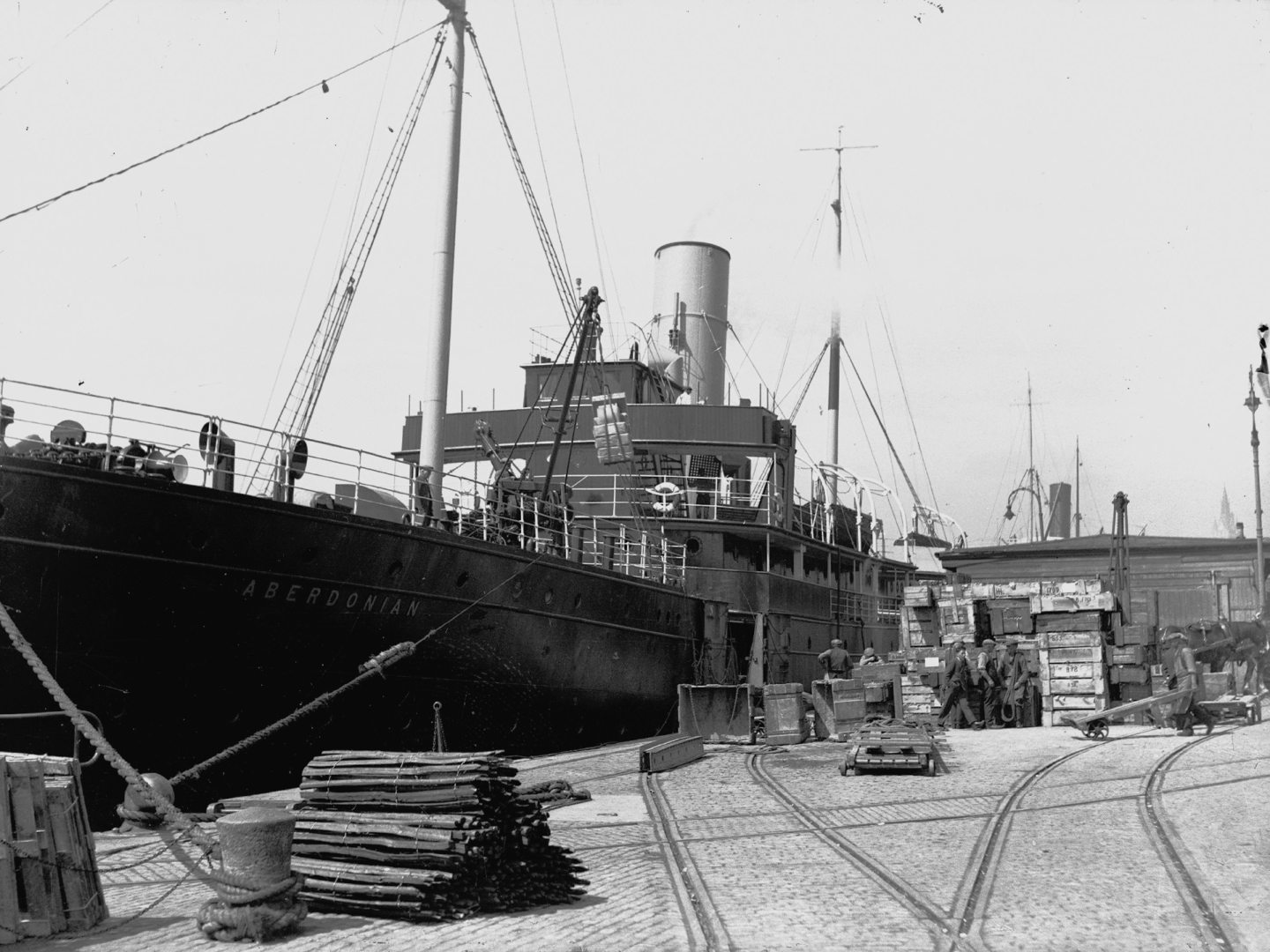 The Aberdonian loading cargo at Aberdeen Harbour