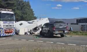 Police were called to the three-vehicle crash near Culloden Moor yesterday. Image: Michelle Henderson/DC Thomson