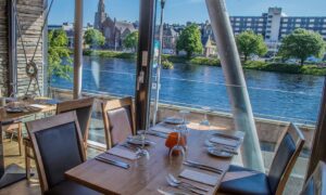 The Kitchen offers stunning views of the River Ness, but is the food as good as the views? Image: The Kitchen