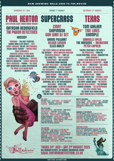 A flyer showing the line-up at Belladrum 2025