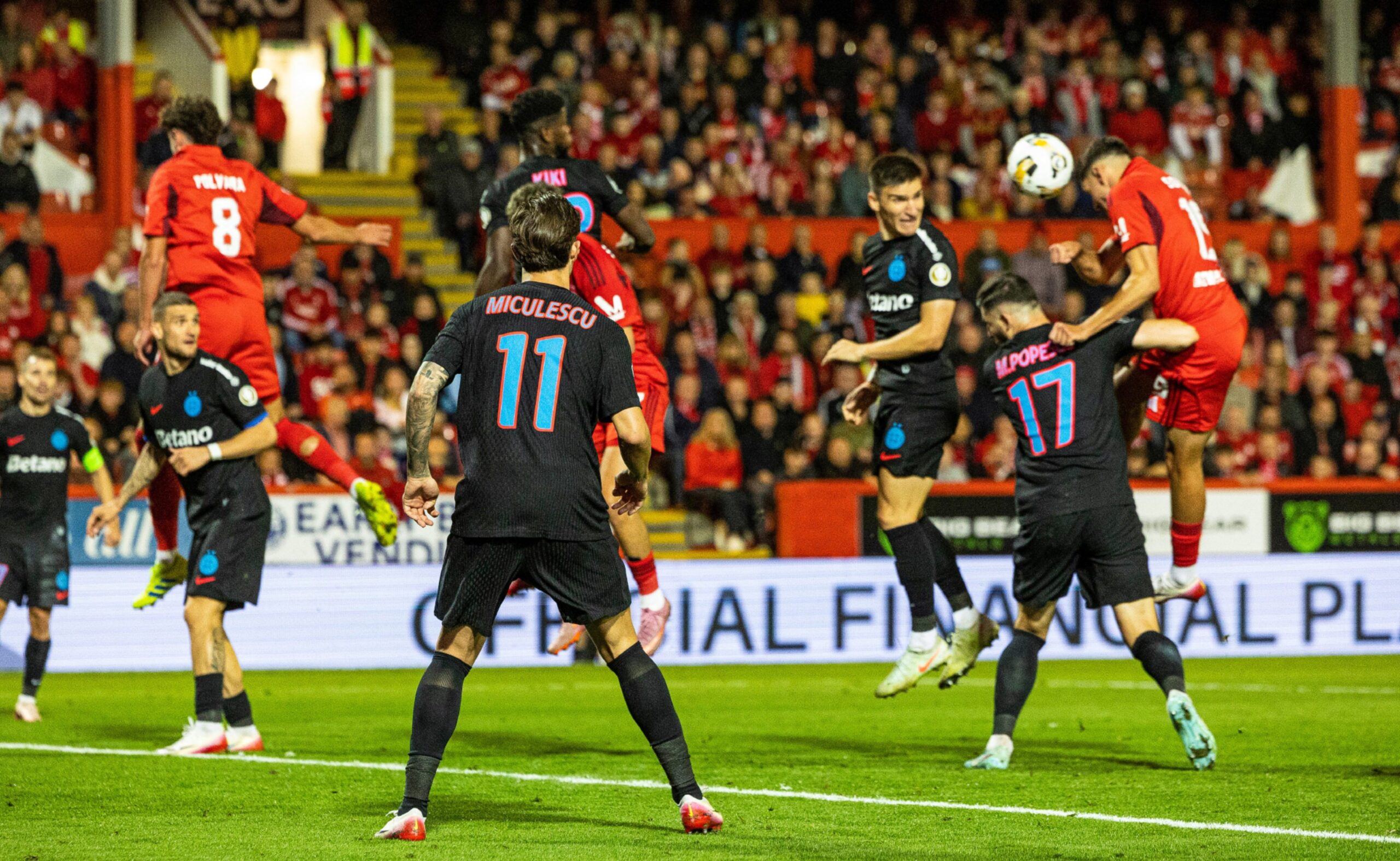 Aberdeen's Ester Sokler scores to make it 2-2 against FCSB at Pittodrie. Image: SNS