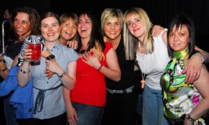 Donna Morris, centre, enjoying her hen night at Espionage. Image: DC Thomson