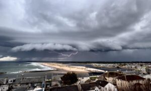 lightning over Lossiemouth and its sands