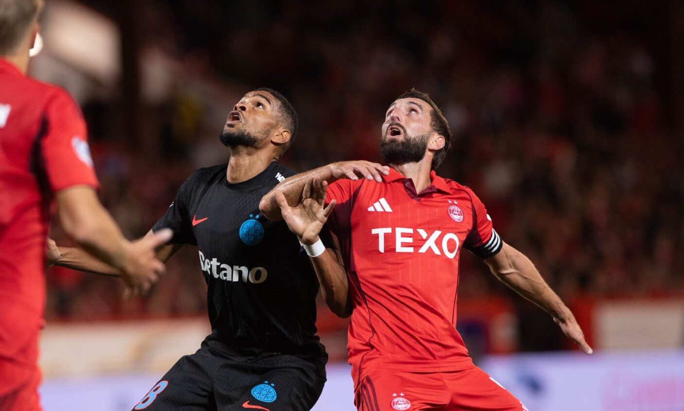 Aberdeen's Graeme Shinnie in action against FCSB at Pittodrie.