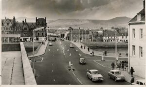 The Ness Bridge from Bridge Street Inverness in 1965. Street. Image: DC Thomson