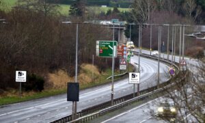 View of A9 from hillside towards Culloden junction.