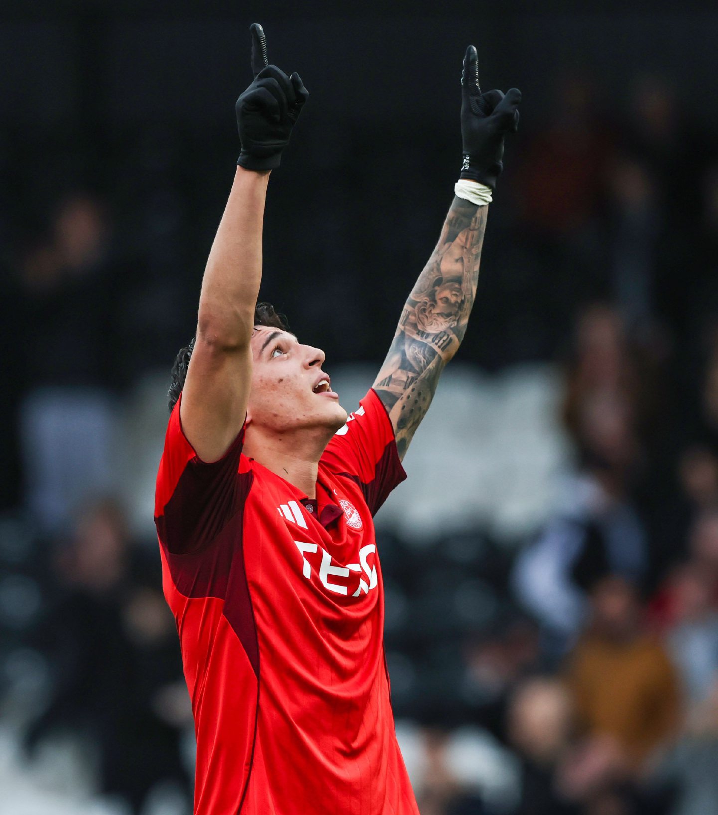 Aberdeen's Marko Lazetic celebrates scoring to make it 1-0 against St Mirren.