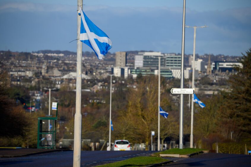 Christmas lights in Aberdeen City Centre.
