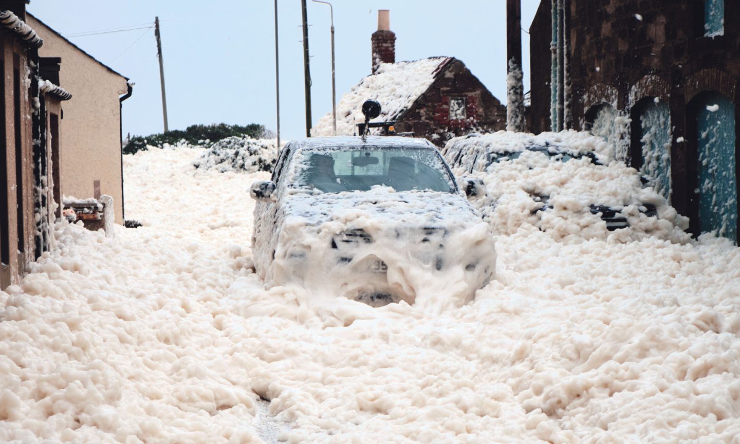 ‘It was like a bubble bath!’: Wild weather covers Johnshaven streets in sea foam