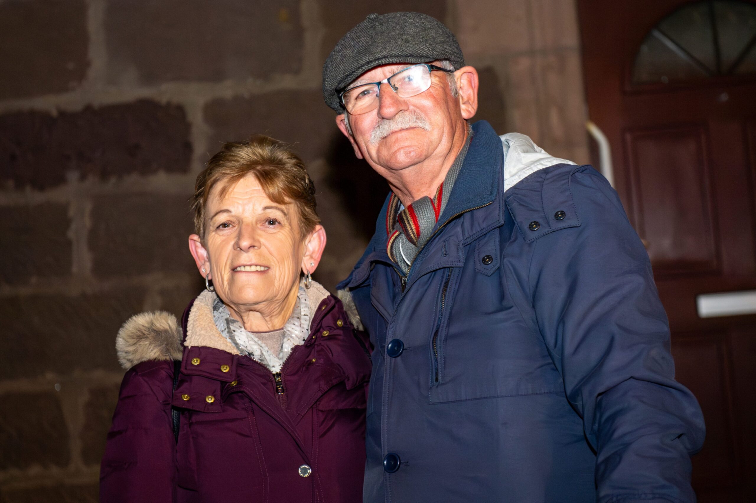Davina and Chris MacDonald attend the Stonehaven Fireballs celebrations on Stonehaven High Street during New Year’s Day festivities.