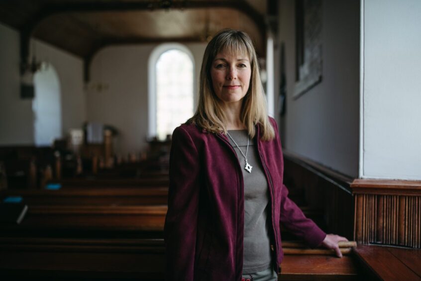 Merry Glover pictured inside the Loch Insh Old Kirk
