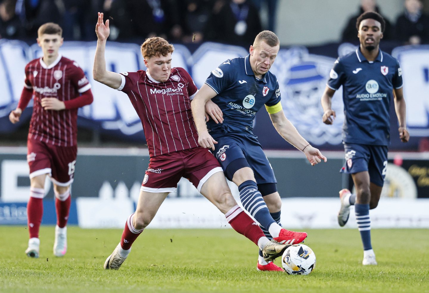 Arbroath's Findlay Marshall, left, in action. 