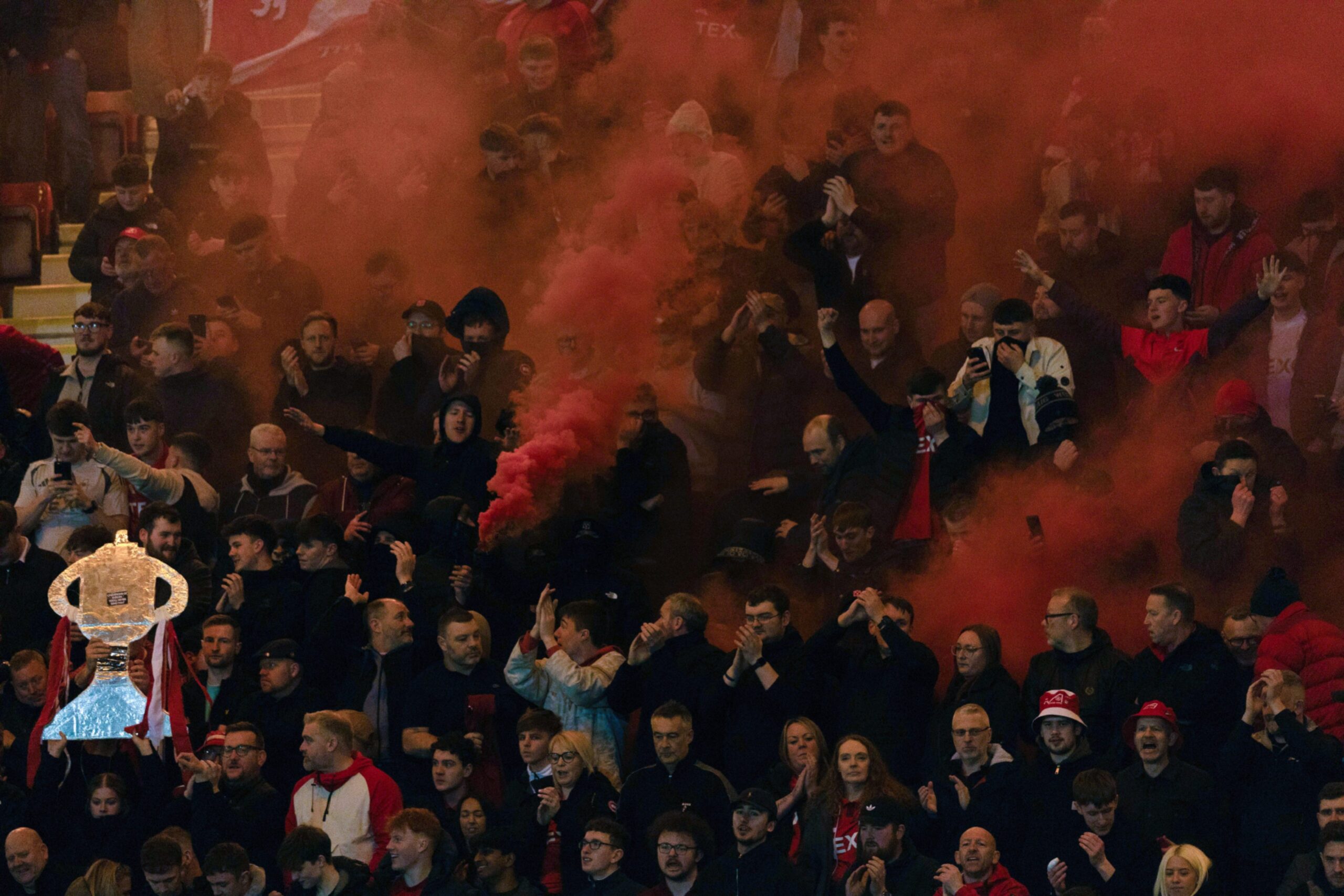 A view of the Aberdeen support during the Scottish Cup loss at Dunfermline. Image: SNS 