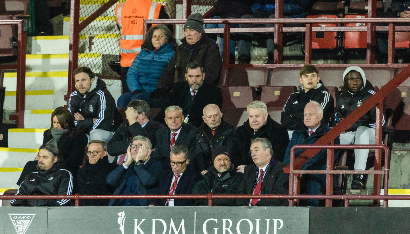 The Aberdeen board during the Scottish Cup quarter-final loss at Dunfermline Athletic. 
