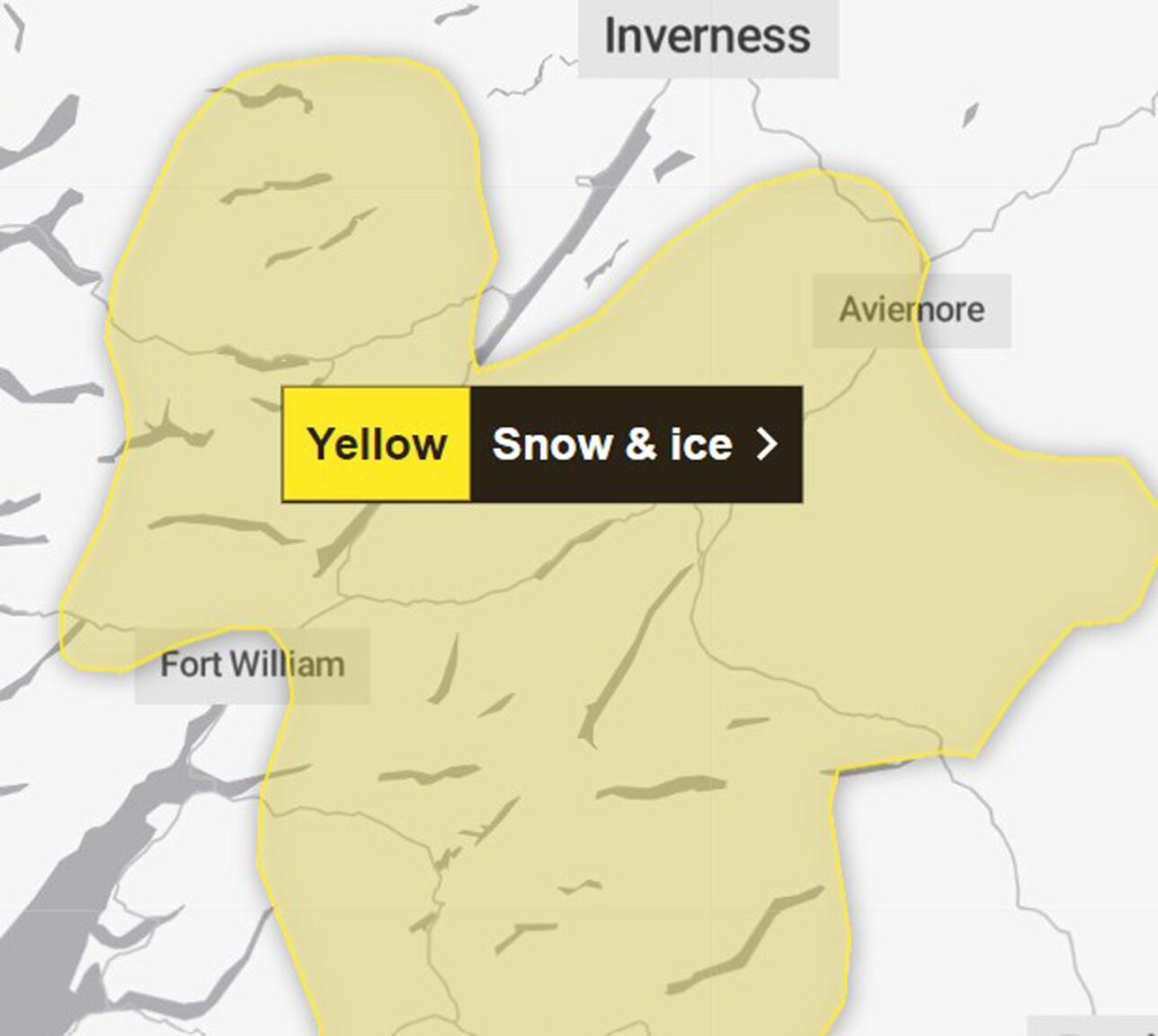 Yellow snow and ice weather warning issued for parts of Highlands