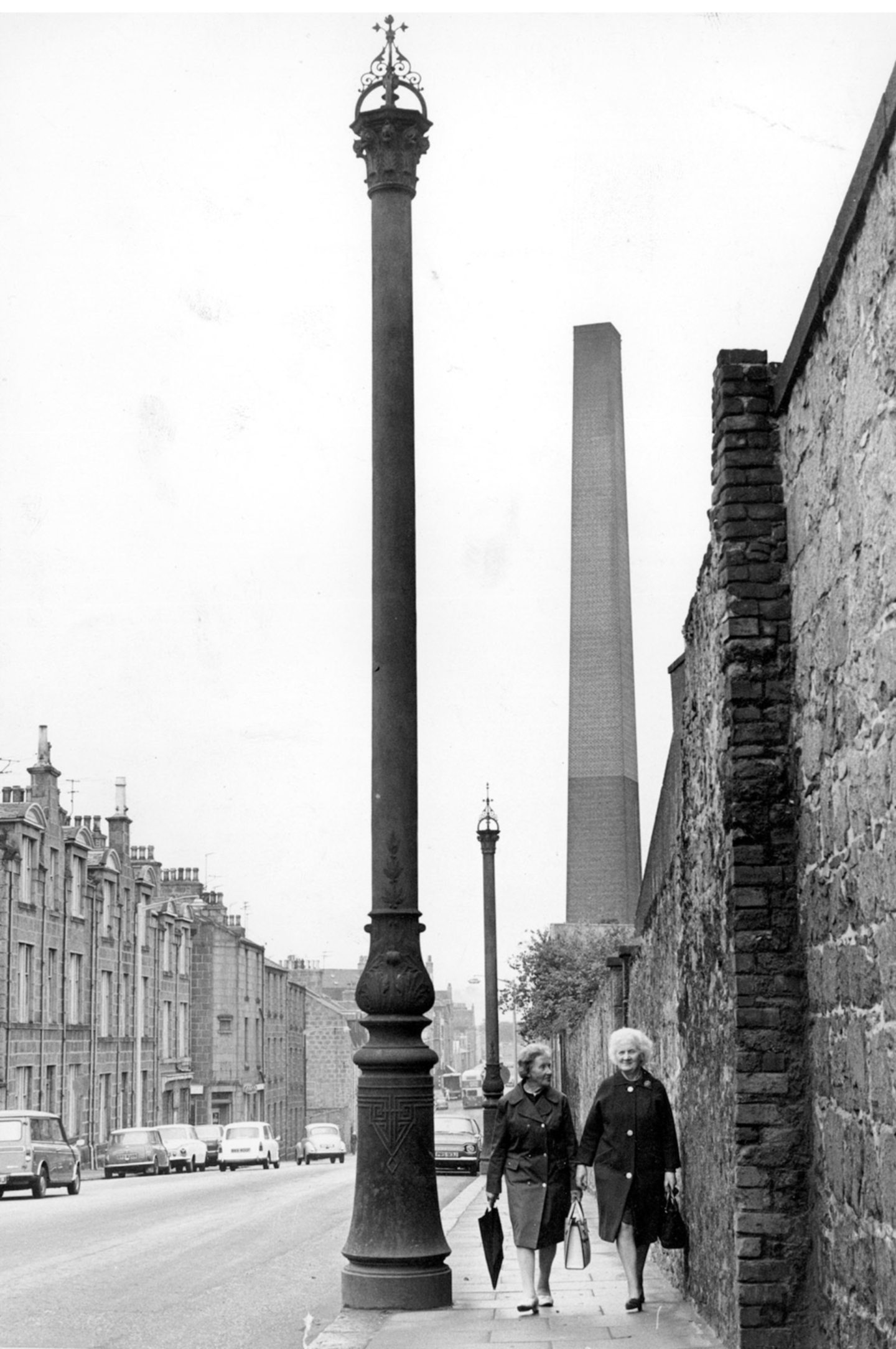 Ornate standards on Hutcheon Street, believed to be ventilator shafts for a sewer running under the railway tunnel 