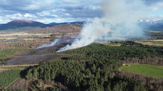 Fire crews battle wildfire near Strathspey railway line at Aviemore