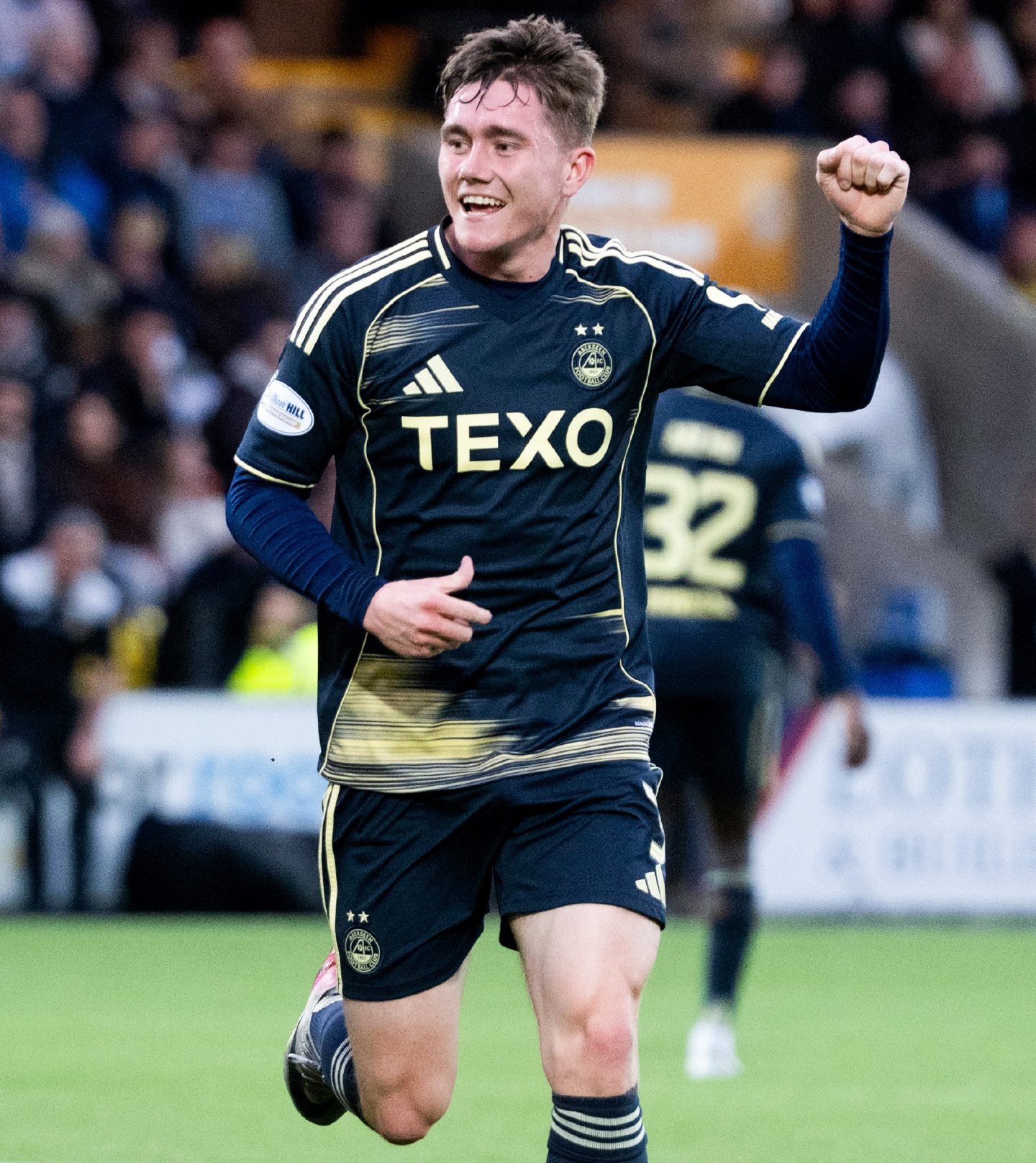 Aberdeen's Mitchel Frame celebrates scoring to make it 1-0 against Livingston.