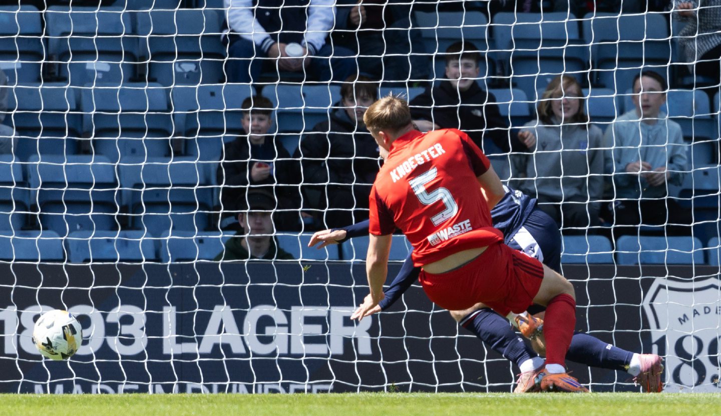 Dundee's Drey Wright scores to make it 1-0 against Aberdeen at Dens Park. 