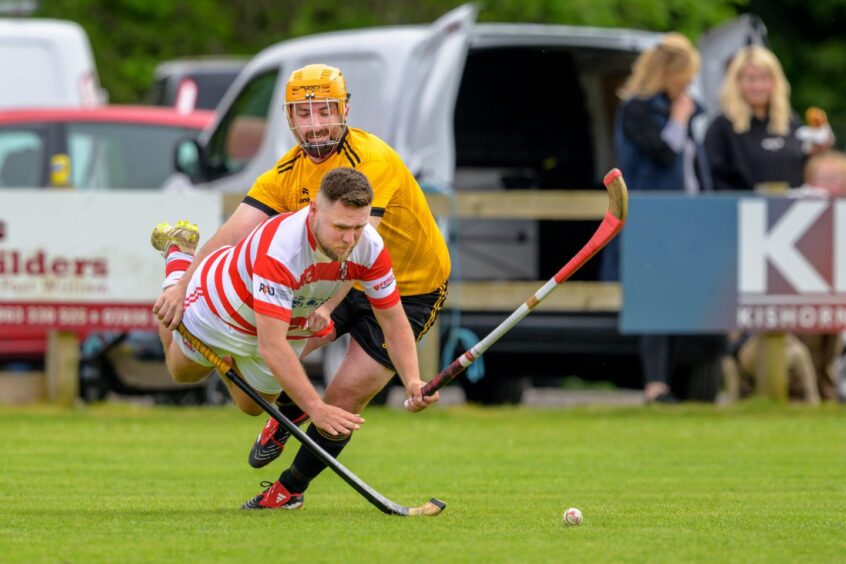Lochaber's Ben Delaney (front) with Alexander Cameron (Fort William). Image: Neil G Paterson.