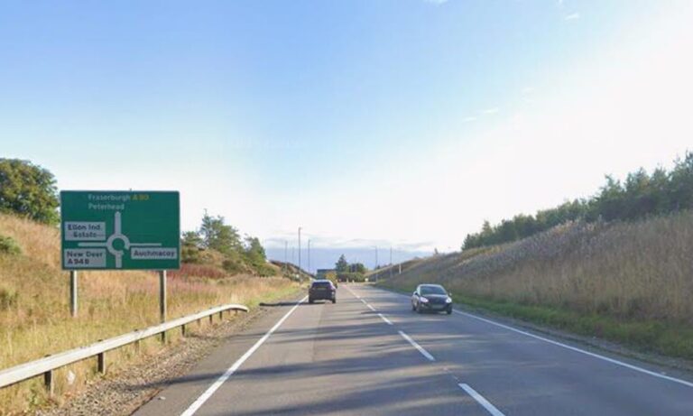 Two men taken to hospital after crash on A90 near Ellon