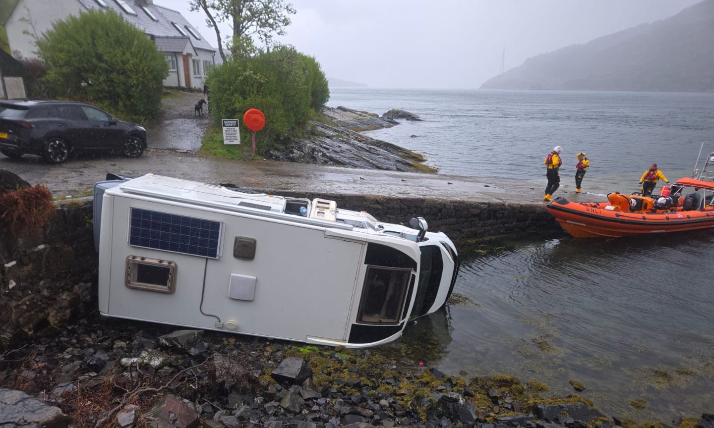 Campervan plunges into water after coming off slipway on Isle of Skye