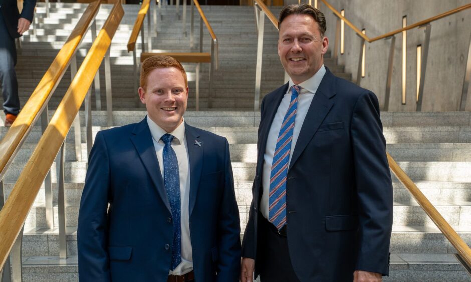 James Adam with Scottish Conservatives leader Russell Findlay. Image: Scottish Conservatives/Supplied.