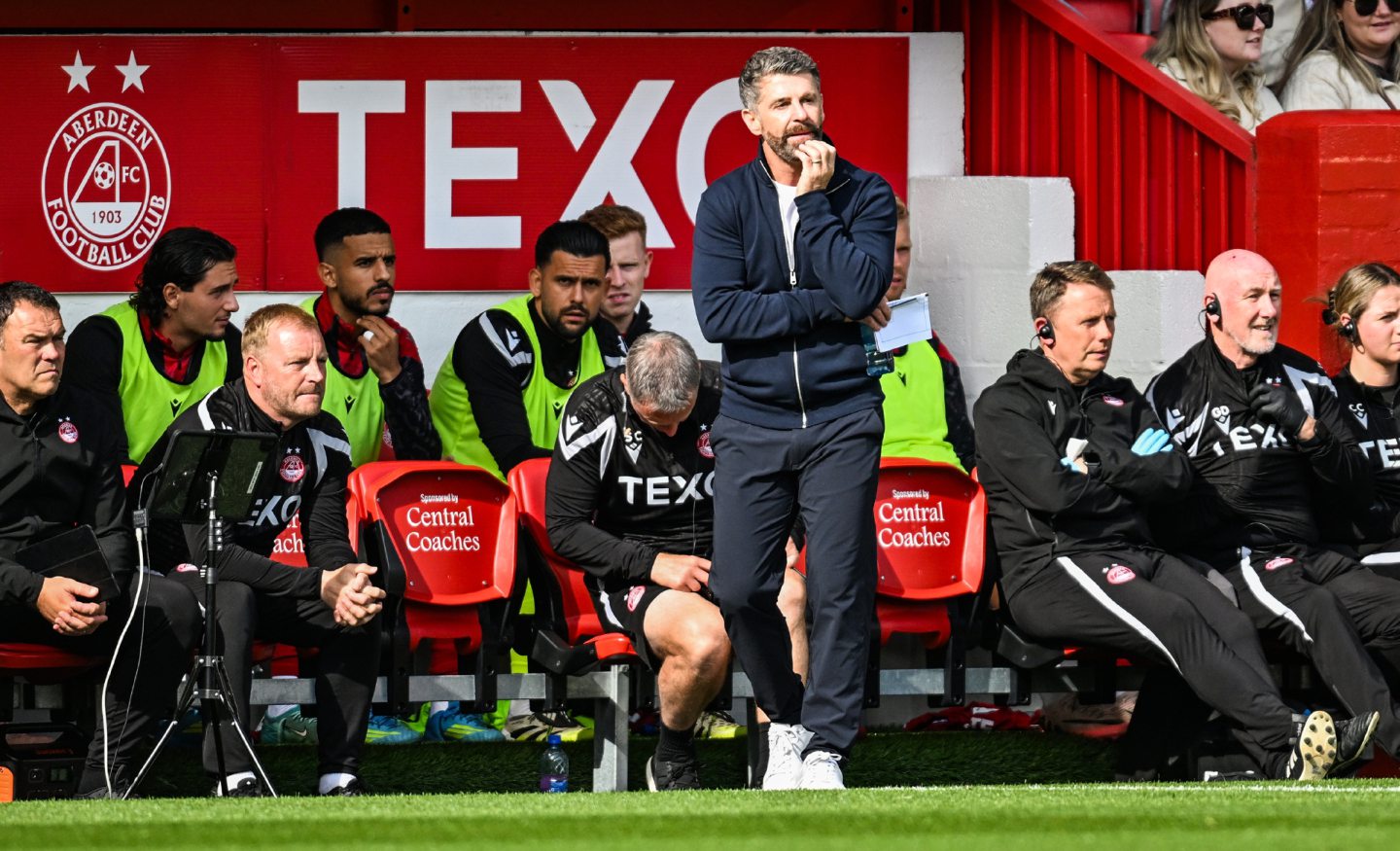 Aberdeen manager Stephen Robinson during a Premier Sports Cup match against Queen's Park at Pittodrie.