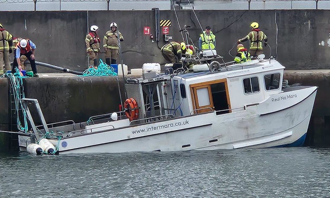 Six hour rescue operation as firefighters pump water from boat at Aberdeen Harbour