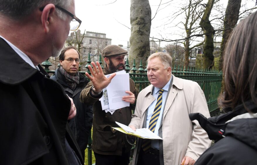 Councillor Bill Cormie being briefed on the plans for Union Terrace Gardens before a 2018 council vote. Image: Chris Sumner/DC Thomson