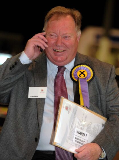 SNP councillor Bill Cormie shares news of his success at the 2012 local election. Image: Jim Irvine/DC Thomson