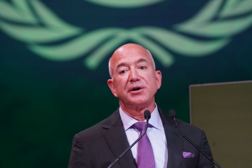 Amazon founder Jeff Bezos speaks during the Leaders' Action on Forests and Land-use event at the Cop26 summit at the Scottish Event Campus (SEC) in Glasgow. Picture date: Tuesday November 2, 2021. Stefan Rousseau/PA Wire